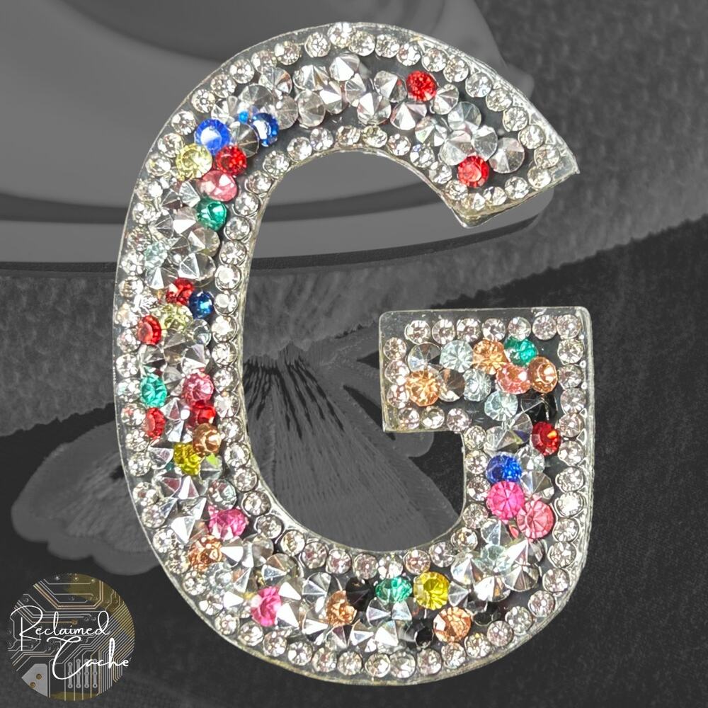 Letter G Multicolor Rhinestone Iron On Patch
